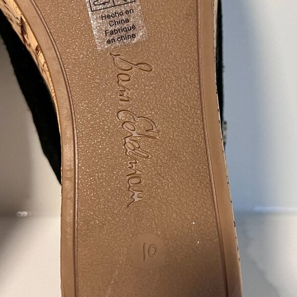 Sam Edelman Ranger Black Suede Cork Wedge Mules Size 10 - Picture 14 of 15